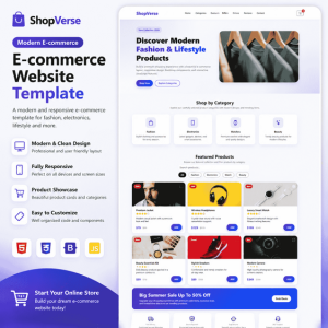 Modern responsive ecommerce website template with shopping UI design